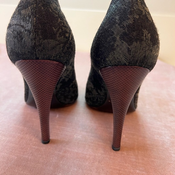 Elie Tahari Metallic Dark Green Heels, EU Size 37.5, US Size 7 - Picture 4 of 8